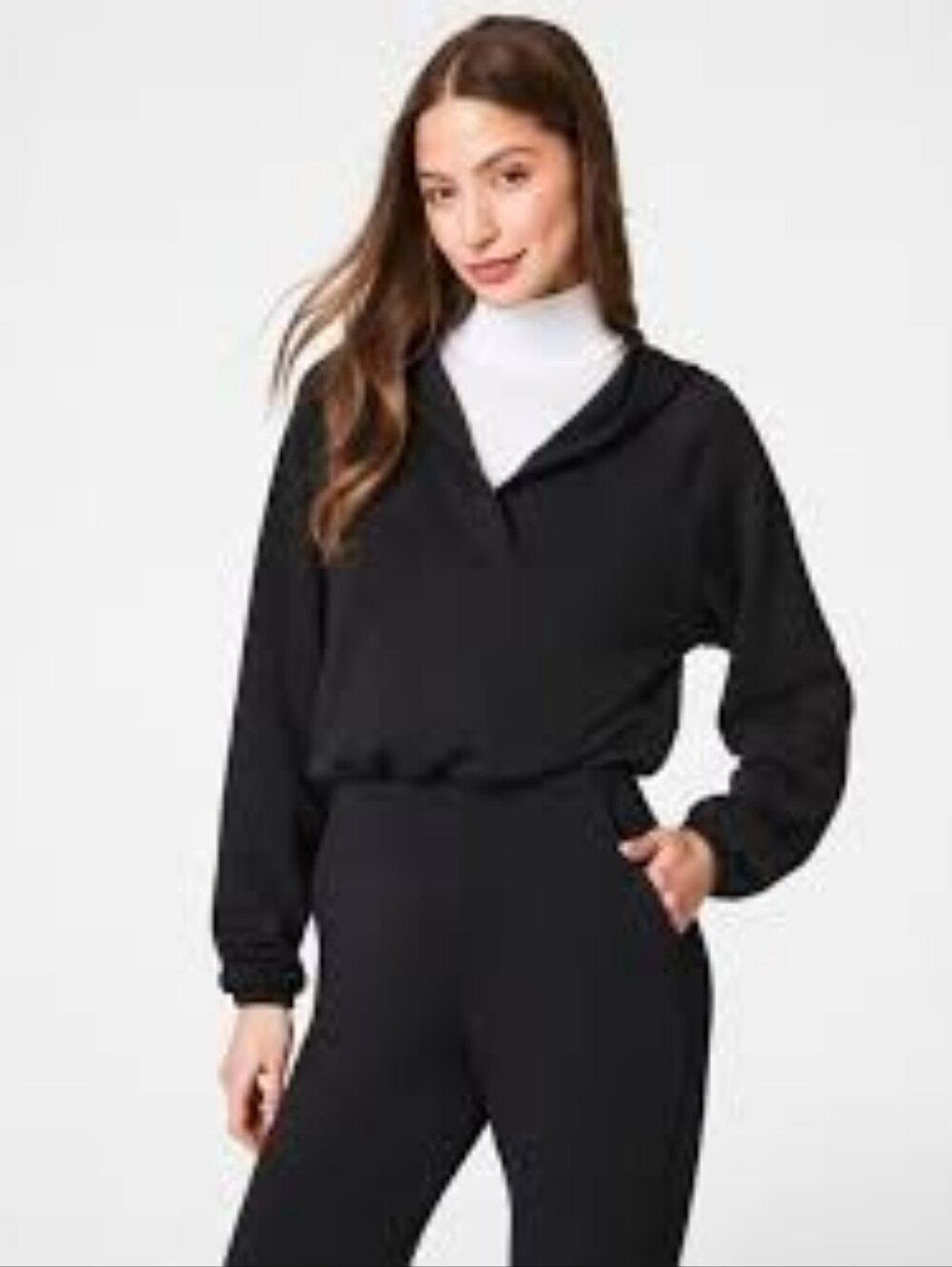 Spanx Airessentials V-neck Hooded Jumpsuit in Black, Small - Picture 3 of 8